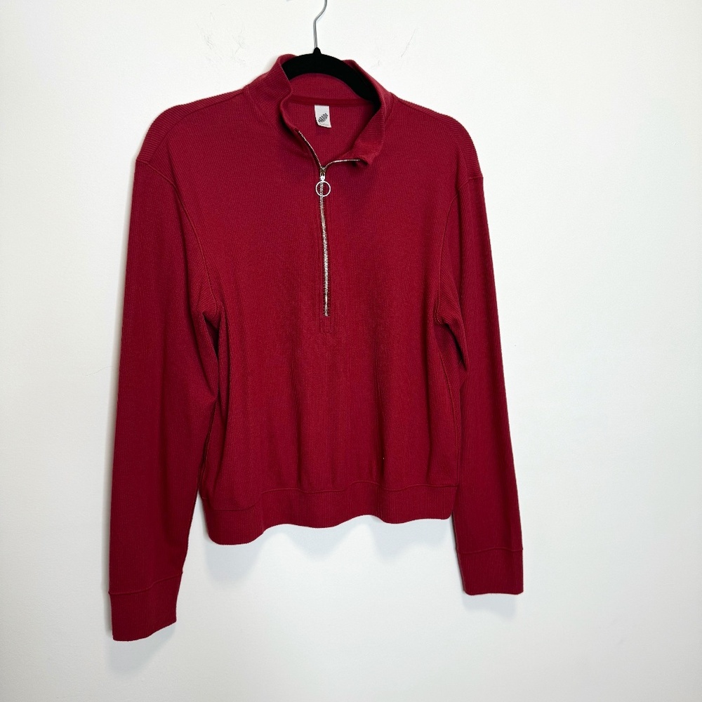 Parade 1/4 zipper Maroon Waffle Long Sleeve M
